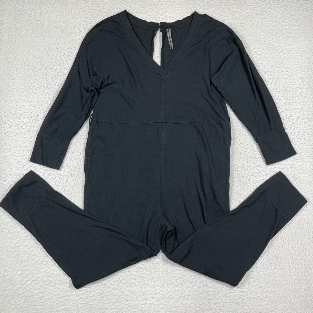 Anthropologie Jumpsuit‎ Womens Medium Black Long Sleeve V-Neck Jogger Casual